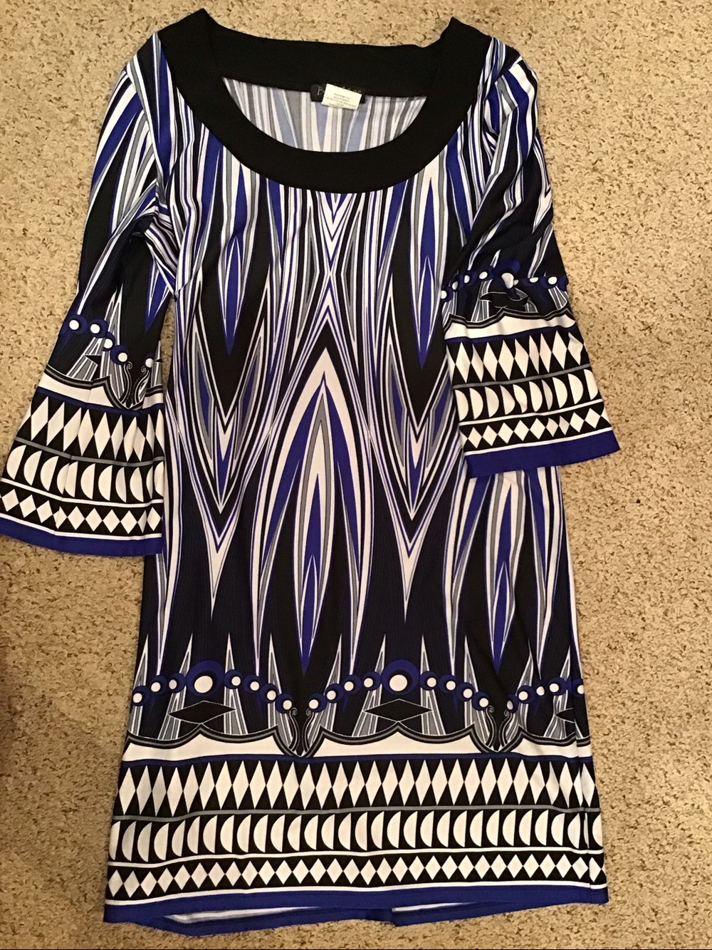 Blue Sage geometric print dress